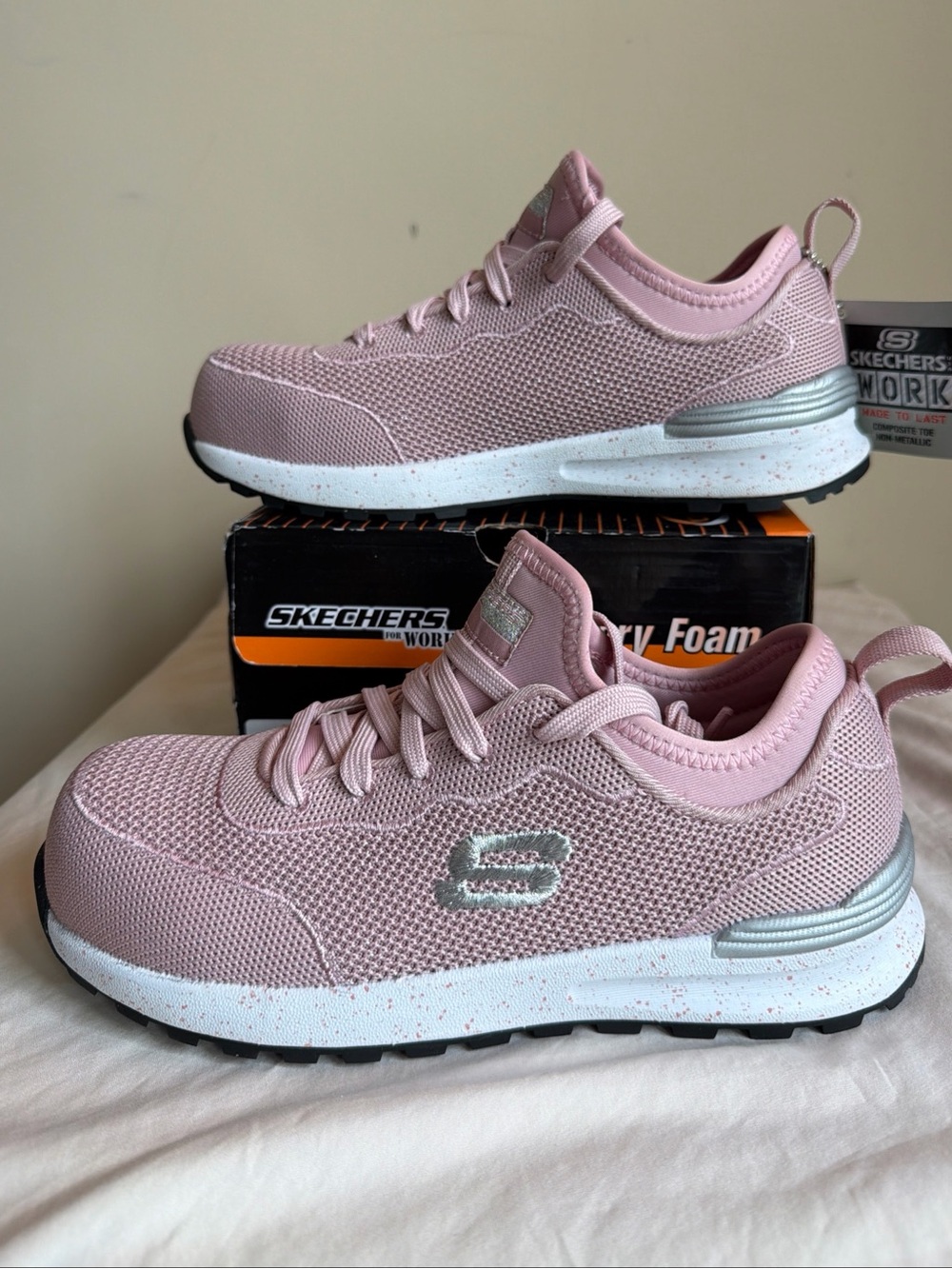 NWT Women's Skechers 108033 PNK Bulkin-Balran Composite Toe Work Shoes Size 5